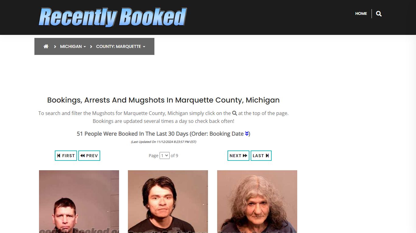 Bookings, Arrests and Mugshots in Marquette County, Michigan