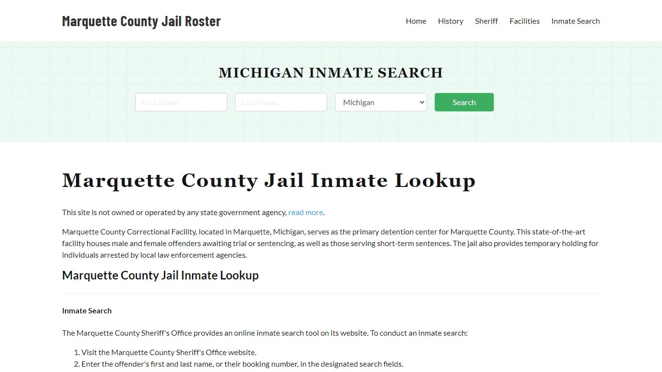 Marquette County Jail Roster Lookup, MI, Inmate Search